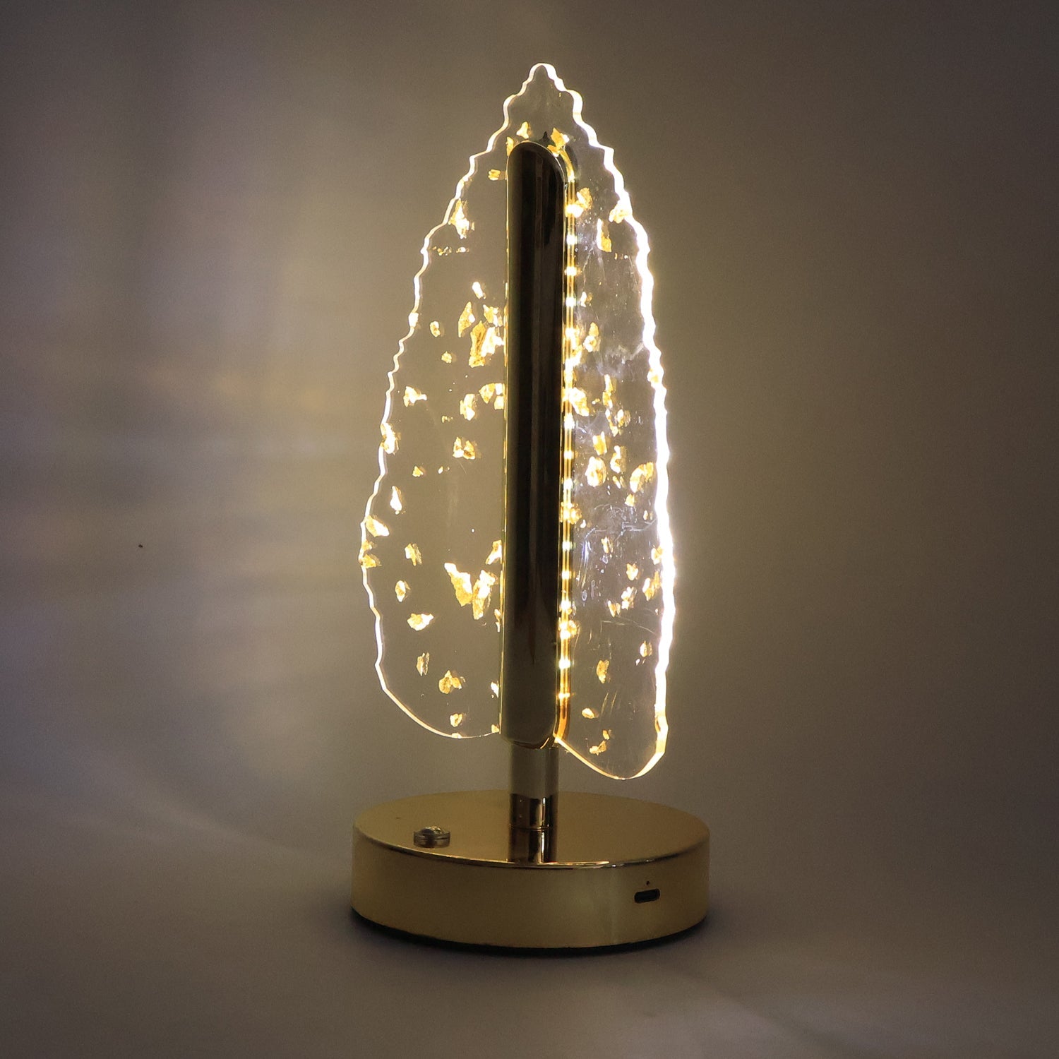 Premium Golden Crystal Leaf-Shaped LED Table Lamp (1 Pc) Premium Golden Crystal Leaf-Shaped LED Table Lamp (1 Pc)